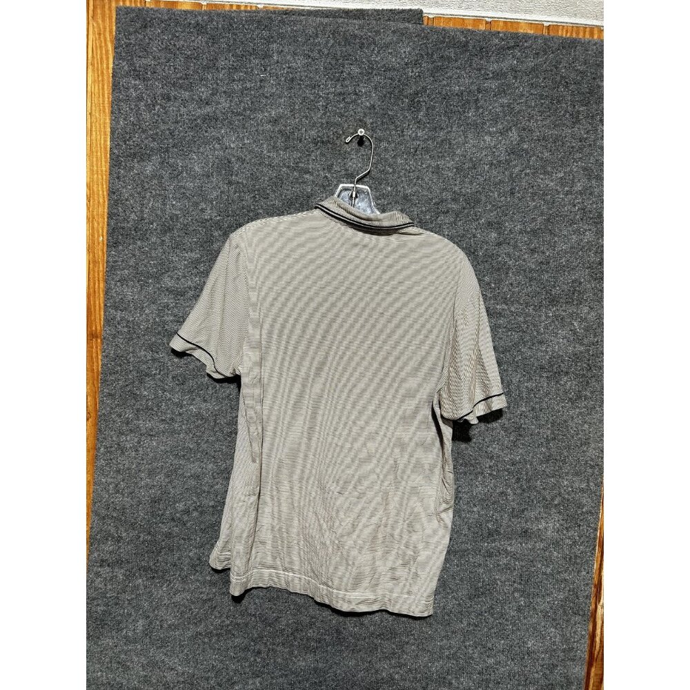 Lacoste Polo Shirt Mens Large Beige Stripe 100% Cotton Croc Logo Short Sleeve 5 - Picture 7 of 7